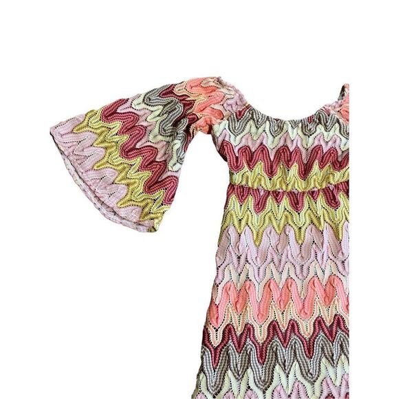 Judith March multicolor textured bell sleeve dress hippie boho sz S - Picture 4 of 11